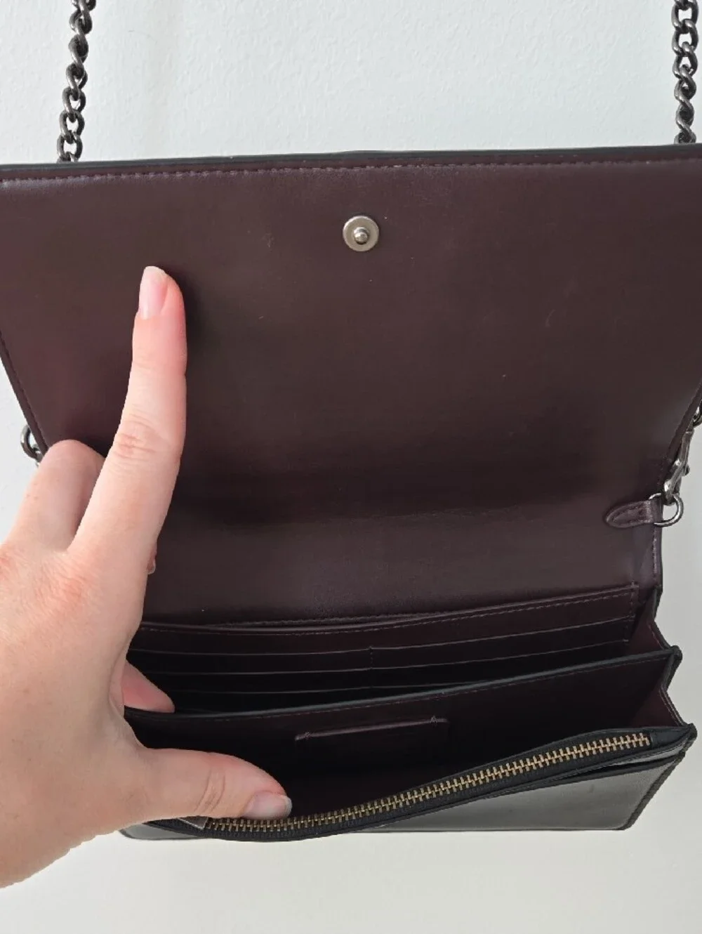 COACH Multicolor Ribbed Leather Crossbody — Black Trim with Pastel Stripe Panel